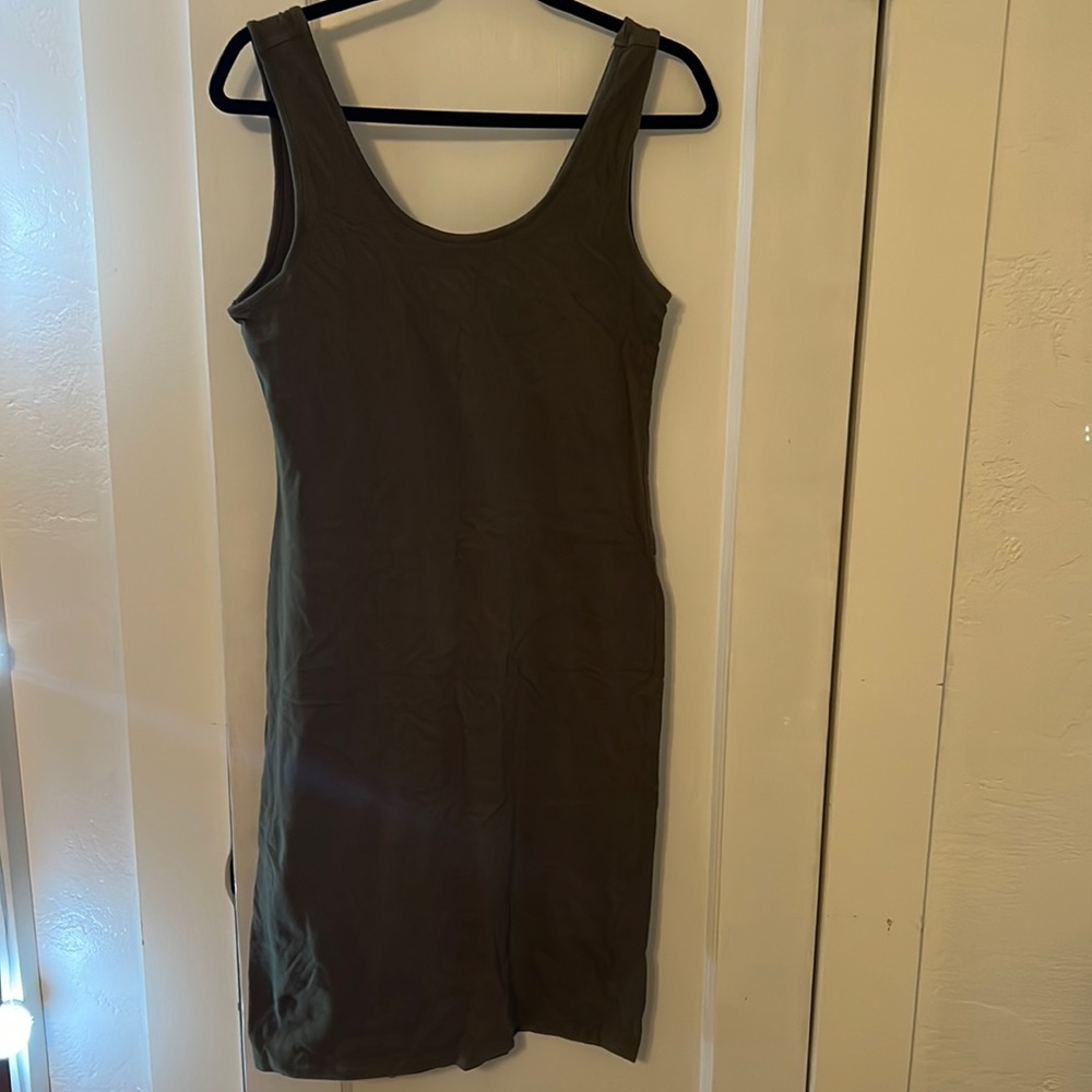 Army green midi dress